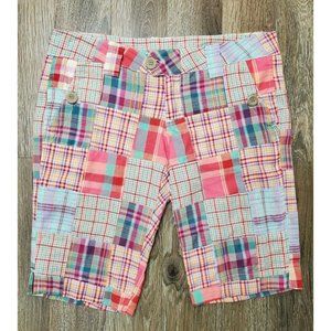 Z co. Sz 5 Juniors Pink/ Purple Plaid Bermuda Shorts Slit Pockets Casual Madras